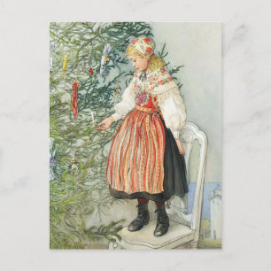 Carte Postale Décorer l'arbre de Noël - Carl Larsson