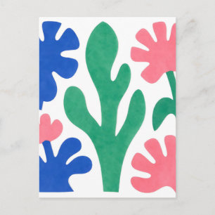 Carte Postale Découpages floraux audacieux dans le style Matisse