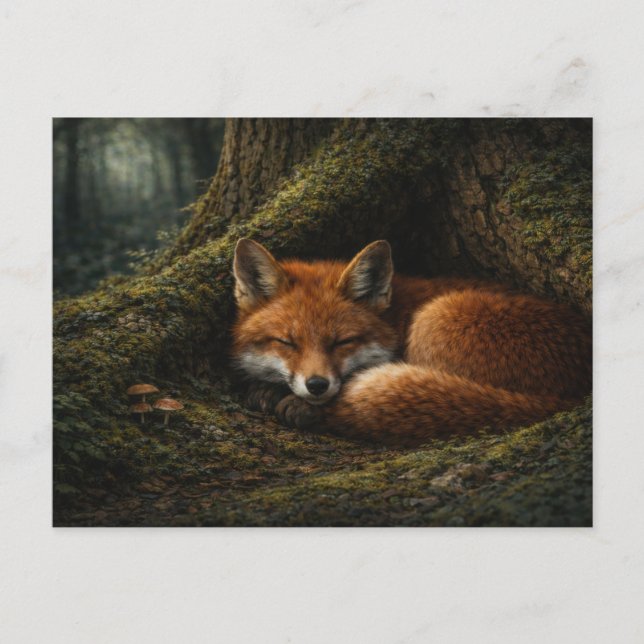 Carte Postale Deep Forest Slumber | Red Fox Art | Postcard (Devant)
