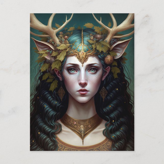 Carte postale Deer Lady Imaginaire Art (Devant)