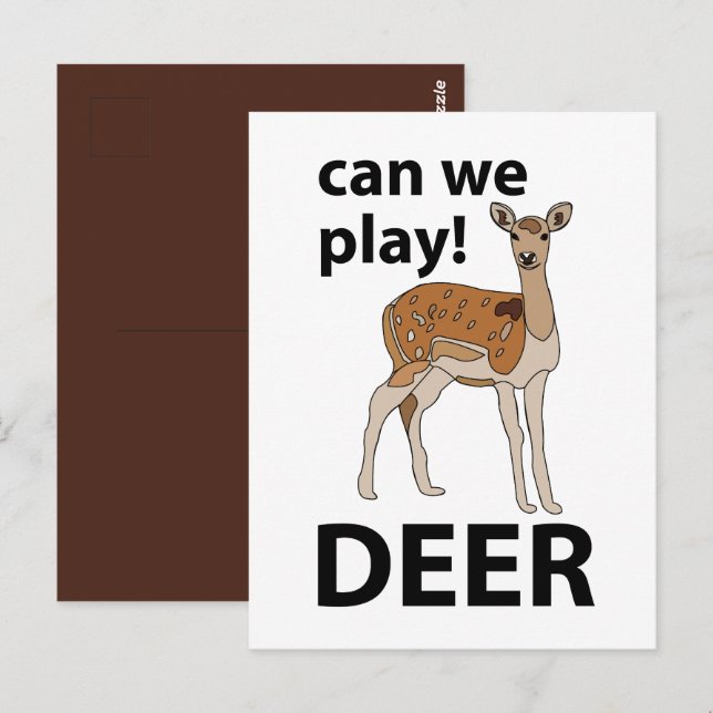Carte Postale Deer Pouvons-Nous Jouer De Mignons Cerfs (Devant / Derrière)