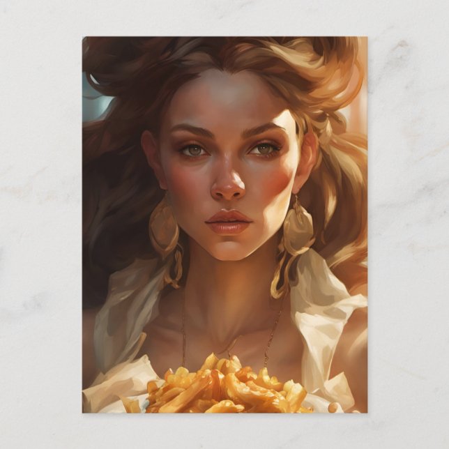 Carte Postale Déesse Avec Fries (Devant)