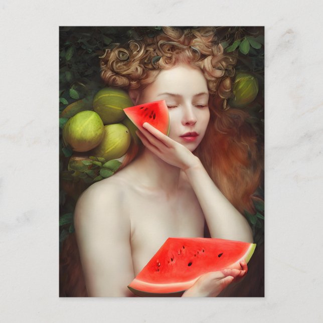 Carte postale Déesse avec pastèque (Devant)