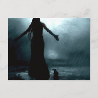 Carte Postale déesse celtique morrigan corbeau corbeau eau de pl