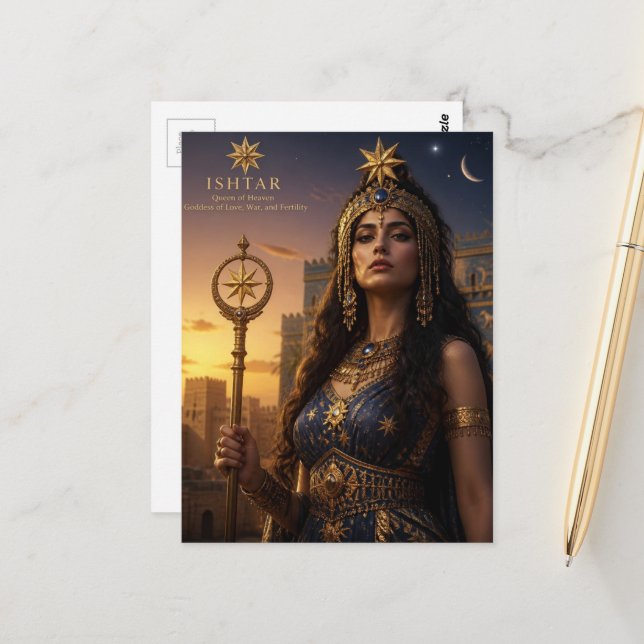 Carte Postale Déesse Ishtar (Devant/Arrière en situation)