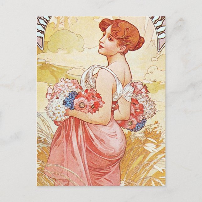Carte Postale Déesse printanière florale (Devant)
