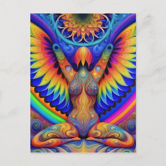 Carte Postale Déesse psychédélique colorée (Devant)