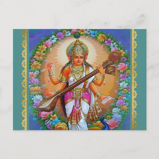 Carte Postale Déesse Saraswati Déesse hindoue (Devant)