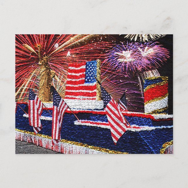 Carte Postale Défilé avec Char Liberty et Drapeau, ZSSG (Devant)