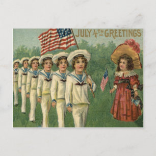Carte Postale Défilé du drapeau américain uniforme de la marine 
