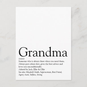 Carte Postale Définition de grand-mère, grand-mère et meilleure 