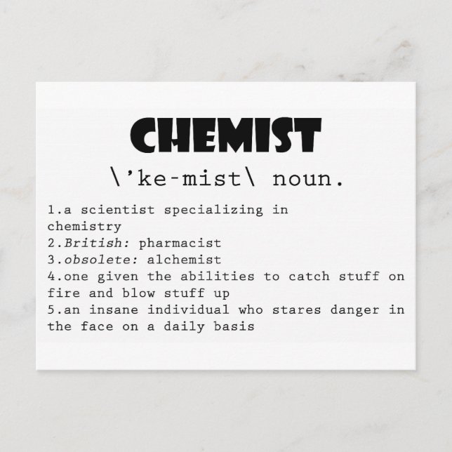 Carte Postale Définition du chimiste (Devant)
