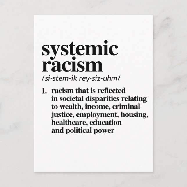 Carte Postale Définition du racisme systémique (Devant)