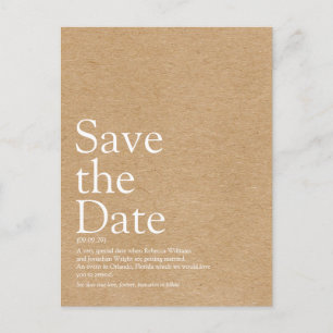 Carte Postale Définition minimaliste rustique de save the date