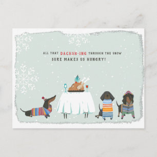 Carte Postale Dégageant à Travers la Neige Adorable Dachshund