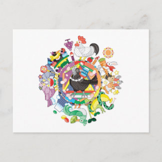 Carte Postale dégradé de cercle coloré avec noir et blanc