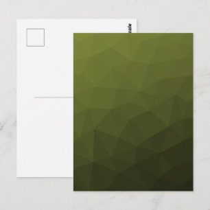 Carte Postale Dégradé de vert olive de l'armée à motif géométriq