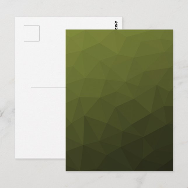 Carte Postale Dégradé de vert olive de l'armée à motif géométriq (Devant / Derrière)