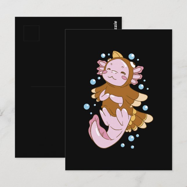 Carte Postale Déguisement de dinde Axolotl Amusant (Devant / Derrière)