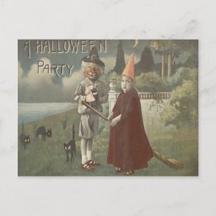 Carte Postale Déguisement de Sorcière Chat Noir pour le Jour d'H