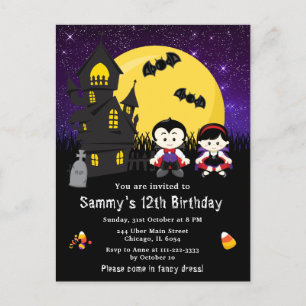 Carte Postale Déguisement d'Halloween Anniversaire Vampires Viol