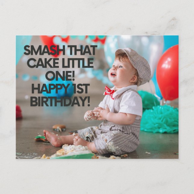 Carte Postale Dégustez Ce Gâteau Petit Un Joyeux Premier Anniver (Devant)