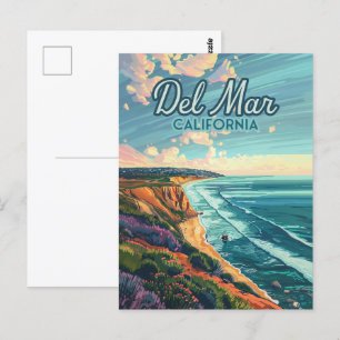 Carte Postale Del Mar California San Diego Beach Pacifique Vinta