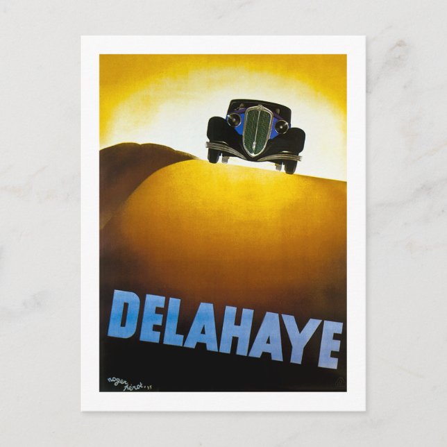 Carte Postale Delahaye - Publicité Vintage (Devant)