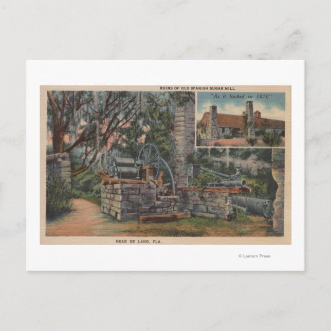 Carte Postale Deland, FL - Ruines de l'ancienne usine espagnole  (Devant)