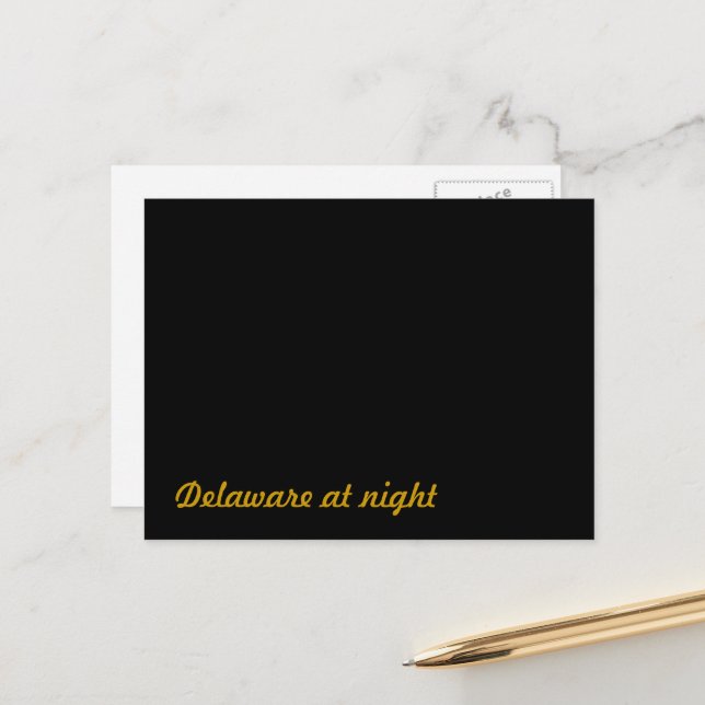 Carte Postale Delaware la nuit (Devant/Arrière en situation)