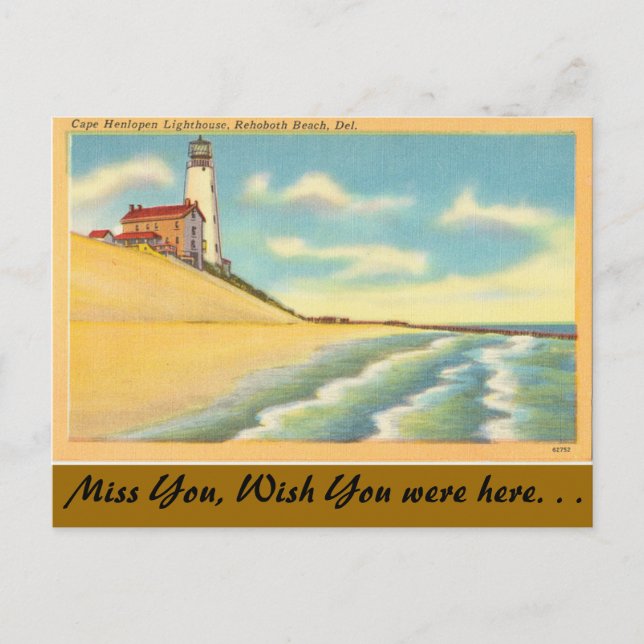 Carte Postale Delaware, Phare, Rehoboth Beach (Devant)
