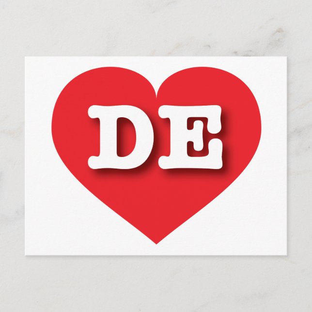 Carte Postale Delaware Red Heart - J'aime DE (Devant)