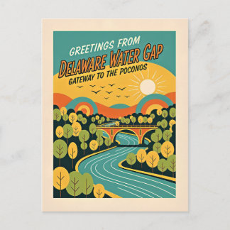 Carte Postale Delaware Water Gap PA-NJ Rétro Art