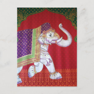 Carte postale d'éléphant d'art indien