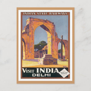 Carte Postale Delhi Inde Chemins de fer vintage