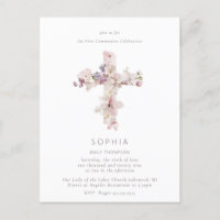 Délicat Fleur Croix Baptême Christening
