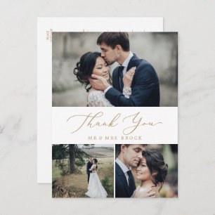 Carte Postale Delicate Gold 3 Photo Collage Merci