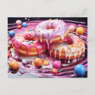 Carte Postale Délicieux donut avec glaçage au sucre, vue d'en ha