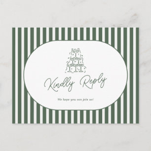 Carte Postale Demande de chanson de mariage préppy à rayures ver