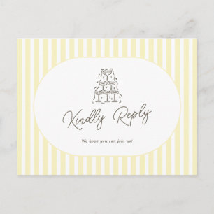 Carte Postale Demande de chanson de mariage rayée jaune doux