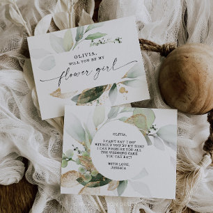 Carte Postale Demande en mariage Fille Fleur Or Verdure Aquarell