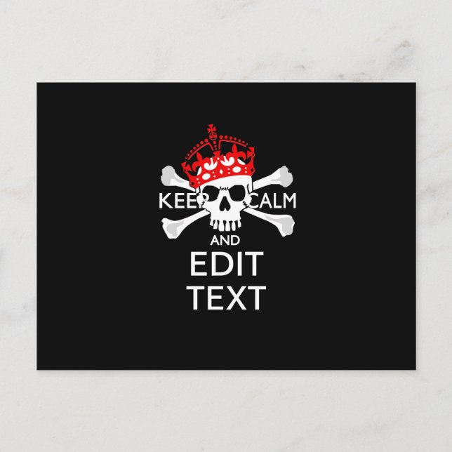 Carte Postale Demandez à votre texte de garder calme Crossbones  (Devant)