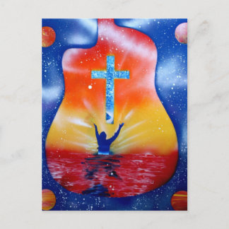 Carte Postale Demandez et vous recevrez - homme cross guitare