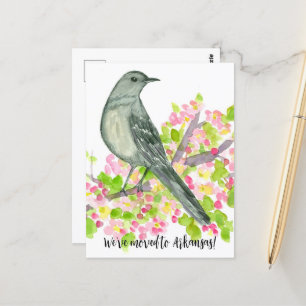 Carte Postale Déménagement Faire-part Arkansas Mockingbird Fleur