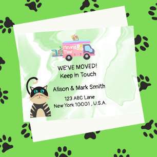 Carte Postale Déménagement Faire-part Nouvelle maison avec chat