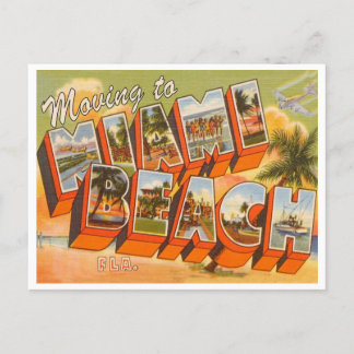 Carte Postale Déménager à Miami Beach Changement d'adresse Vinta