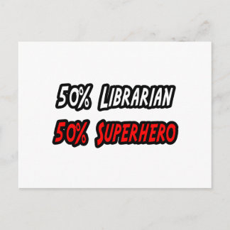 Carte Postale Demi-libraire moitié superhéros