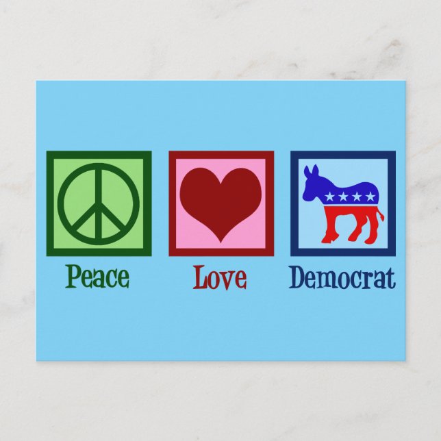 Carte Postale Démocrate Peace Love (Devant)
