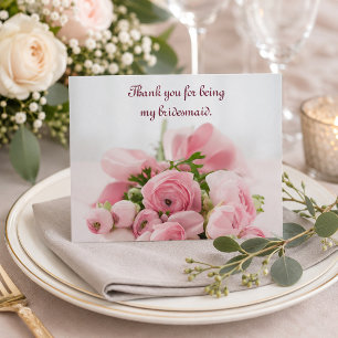 Carte Postale Demoiselle d'honneur Merci Roses Roses