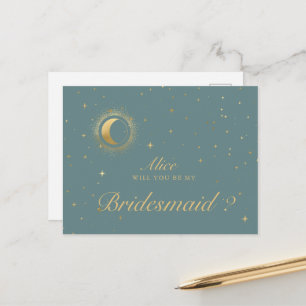 Carte Postale Demoiselle d'honneur Pastel Céleste Croissant de L